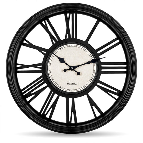 18 Inch Black Roman Numeral Wall Clock