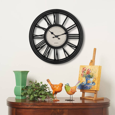 18 Inch Black Roman Numeral Wall Clock