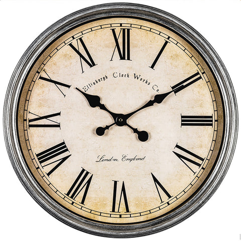 18 Inch Rustic Silver Rim Wall Clock