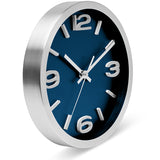 10 Inch Silver and Navy Blue Clock