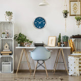 10 Inch Silver and Navy Blue Clock