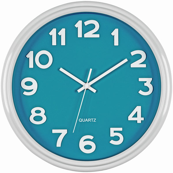 12.5 Inch Teal and White Wall Clock