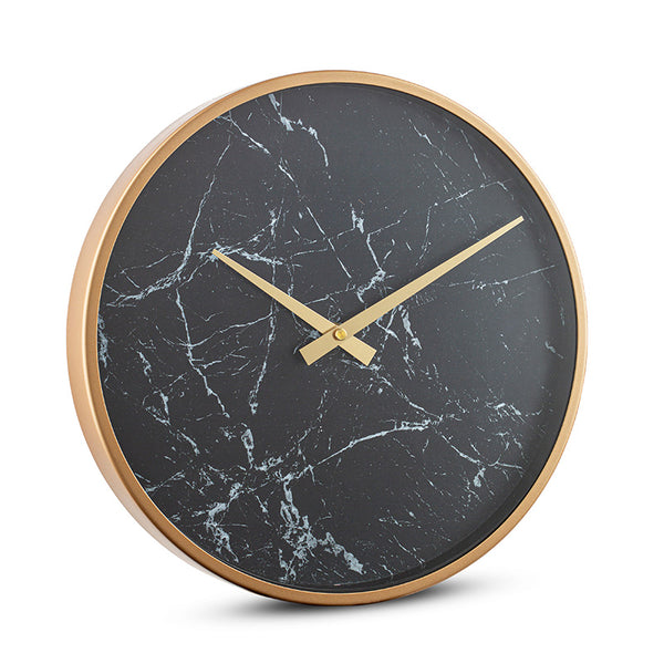 Black Marble Metal Wall Clock