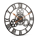 20 Inch Black Wrought Iron Gears Wall Clock