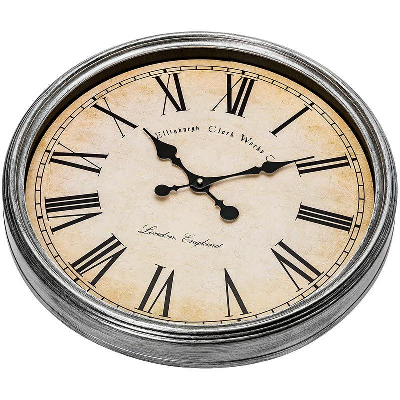18 Inch Rustic Silver Rim Wall Clock – Bernhard Products