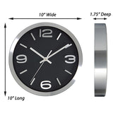 10 Inch Silver and Black Clock