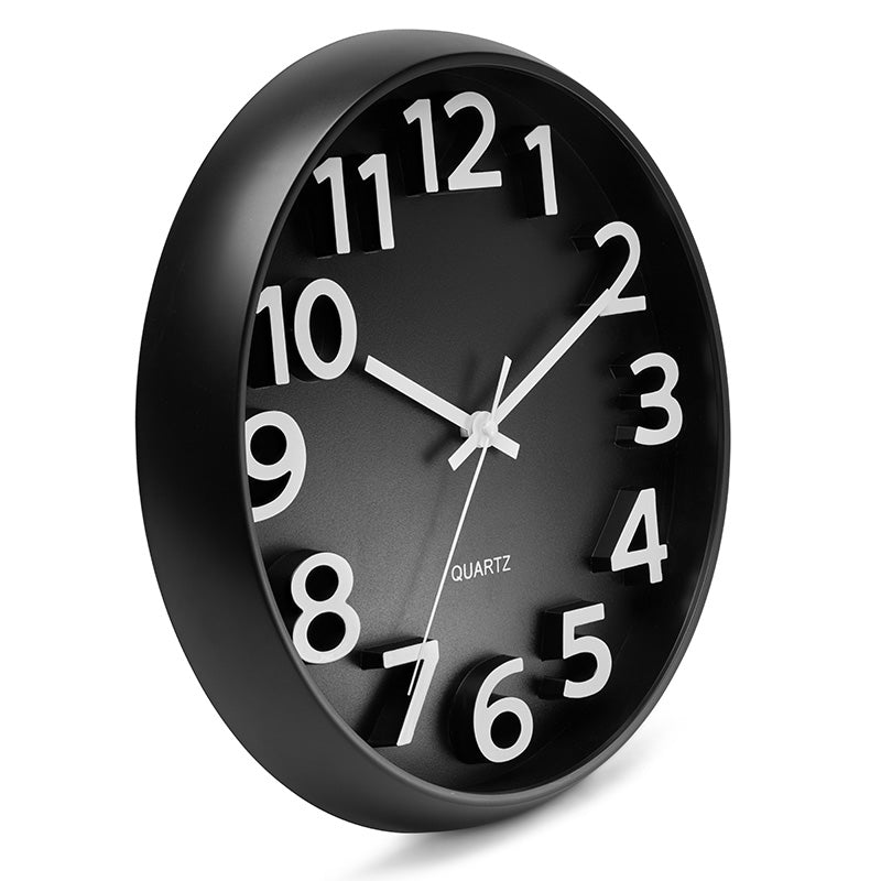 Clock With 13 Numbers 13 Inch Black Wall Clock with 3D Numerals - 2 Pack – Bernhard Products