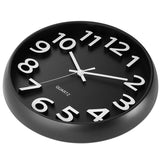 13 Inch Black Wall Clock with 3D Numerals - 2 Pack