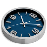 10 Inch Silver and Navy Blue Clock