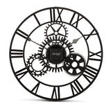 20 Inch Black Wrought Iron Gears Wall Clock